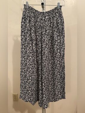 Max & Co. Black and White Floral Maxi Wide-Leg Pants